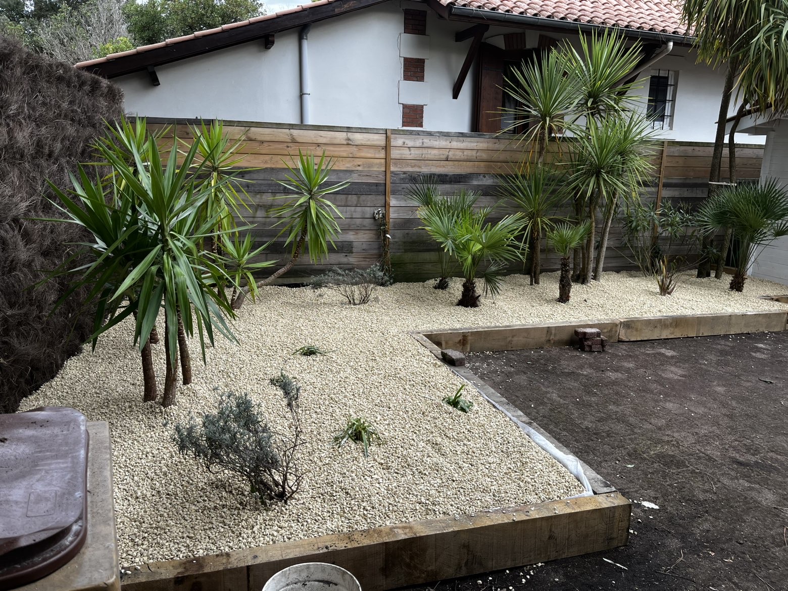 Jardin méditerranéen gravier et palmiers — Brettes Espaces Verts